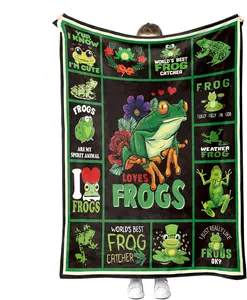 Frog Fleece Blanket Soft Cozy Throw for Kids and Adults Luxurious Blanket Gifts for Frog Lovers Super Soft Anti Static 100% Flannel Vibrant Printed Design Versatile Size Options Multi Scene Use Easy to Clean