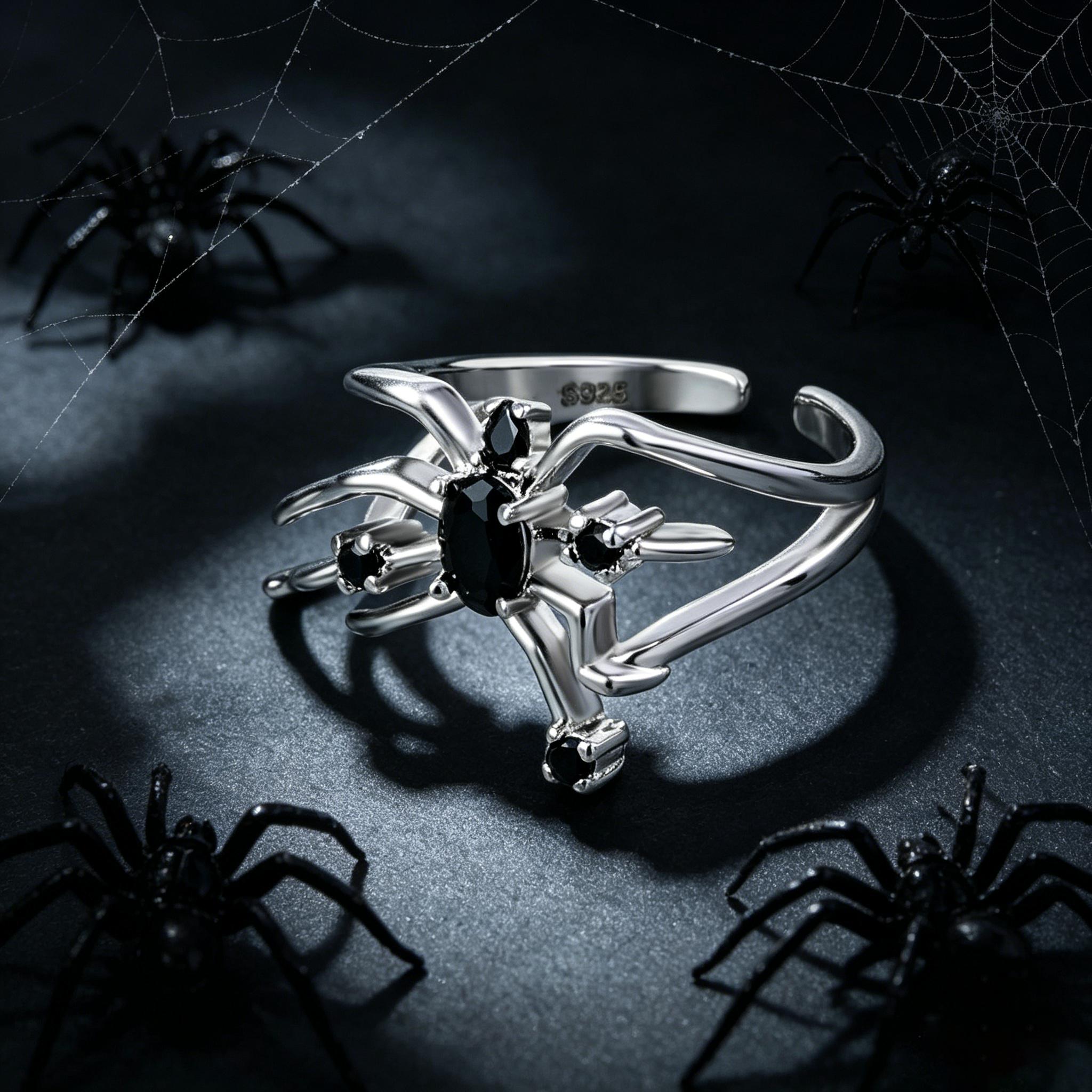 Spider Web Open Ring | Punk Gothic Jewelry for Halloween Daily Wear