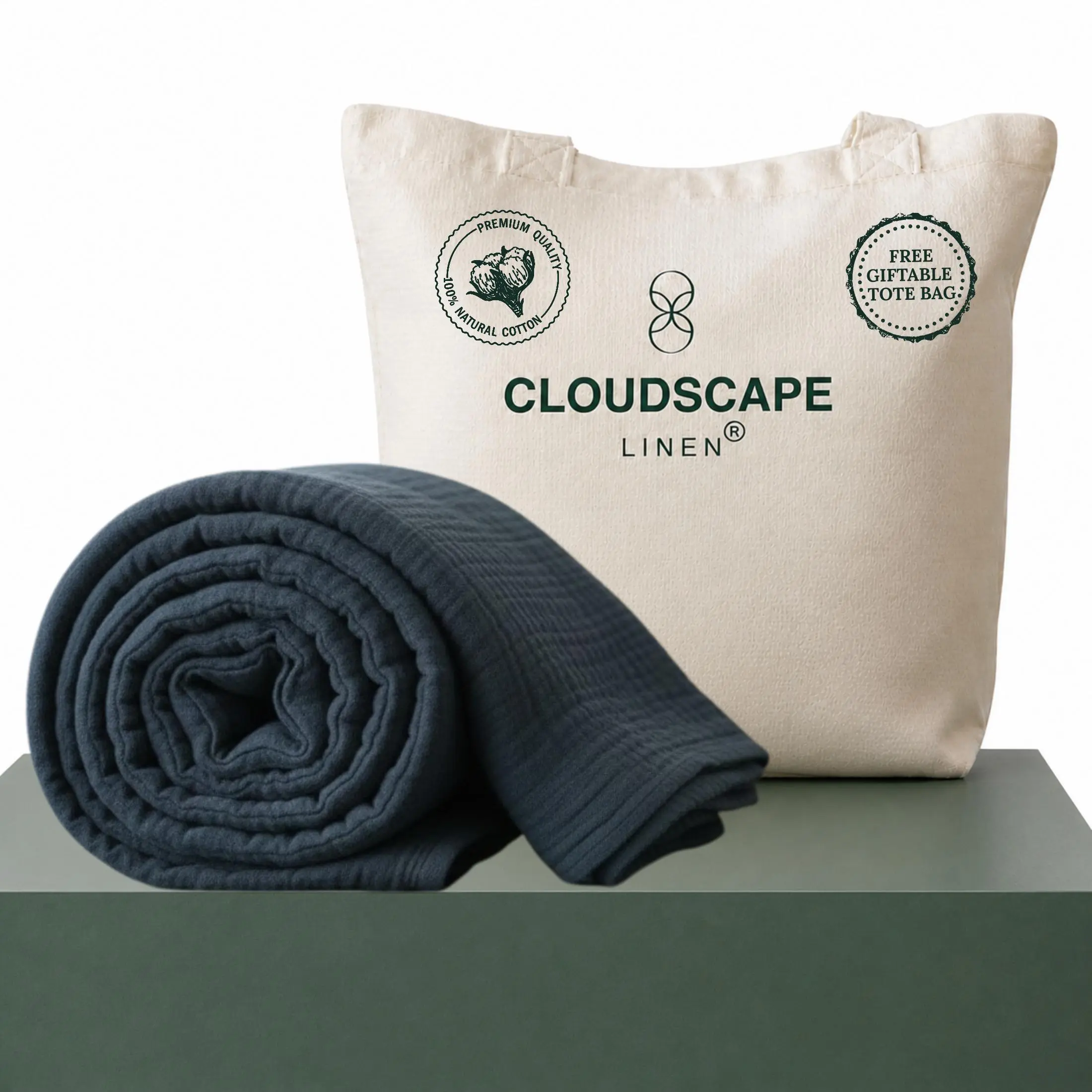 CLOUDSCAPE Linen Cloudsease 4-Layer Muslin 100% Cotton Oversized Blanket for Adults, Full Bedding-Fit, All-Season, Soft, Lightweight, Breathable Summer Layering Blanket, Cloudsease Blankets