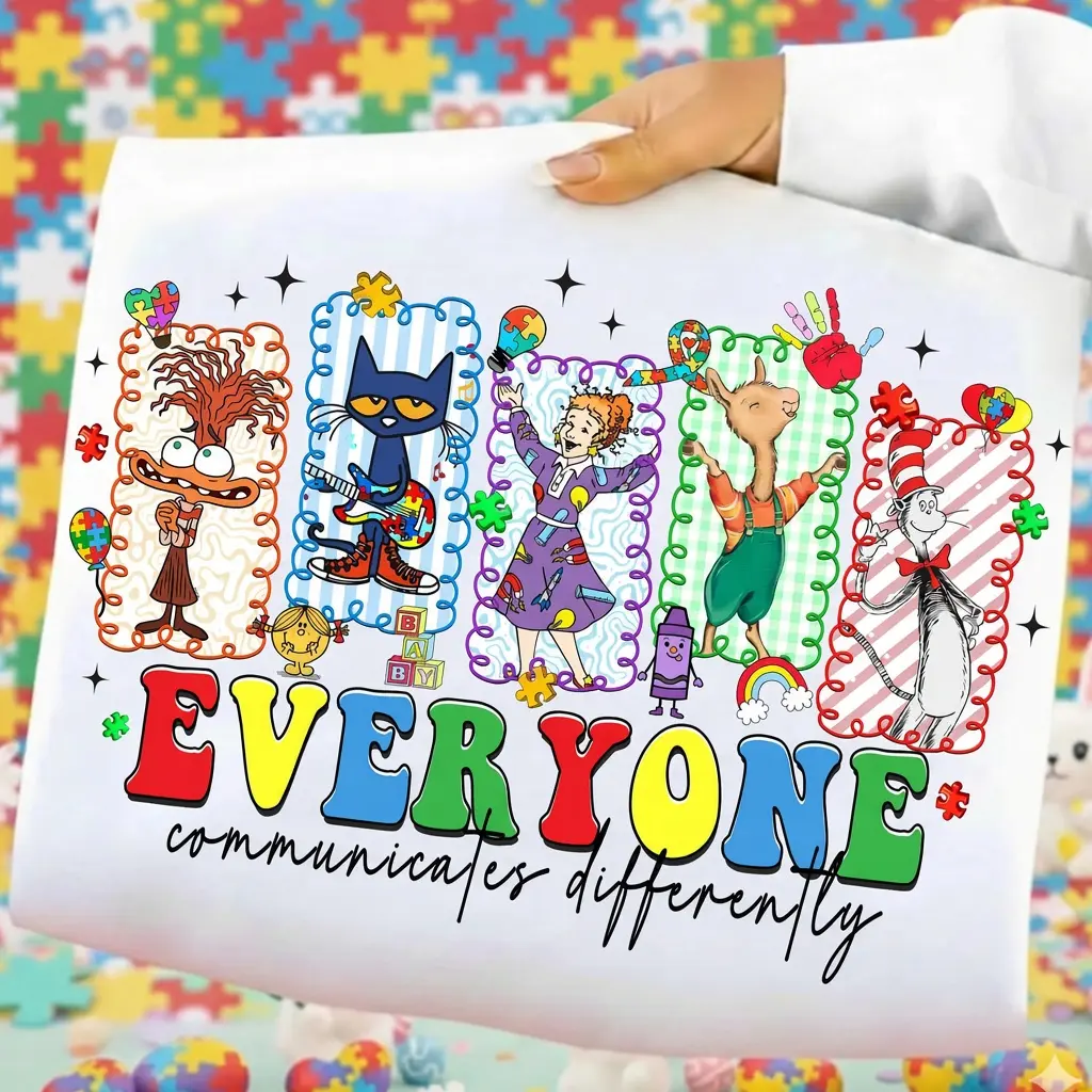 Vintage Everyone Communicates Differently T-shirt, Emotion Cartoon Sweater, Autism Teacher Shirt, Sped Teacher Gifts