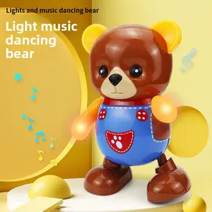 New electric musical dancing bear, colorful lights, fun and educational cartoon toy for boys and girls, children's gift, holiday gift, New Year's gift, Cute Play (batteries not included, requires three AA batteries)