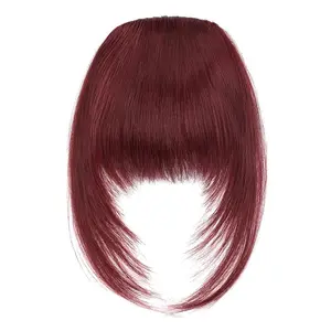 Invisible Clip-in Air Bangs Realistic Fringe Hairpiece Natural Look Lightweight Wig Bangs for Women Easy to Wear Versatile Use Burgundy Long Wispy Bangs Hair