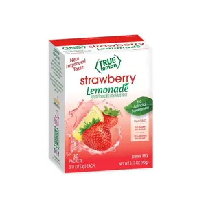 True Citrus True Lemon Strawberry Lemonade Water Enhancer Drink Mix, Low Calorie Drink for Water, Powdered & Flavors, Individual Drink Packets with Stevia, (30 Count) (Pack of 2)