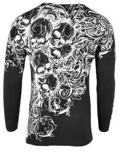 Xtreme Couture By Affliction Men's Accuser Skull Thermal Shirt Biker MMA Black