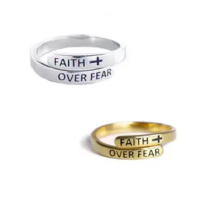 【springtok】Cross FAITH OVER FEAR ring silver open index finger ring for men and women