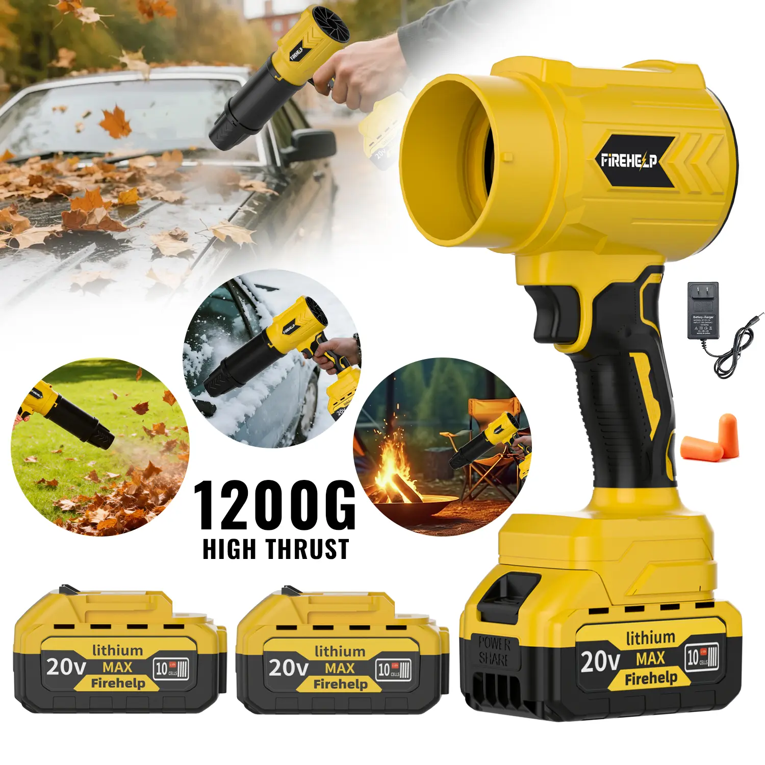 DateSea 1200G [MothersDayGift] Turbo JetBlower,LeafBlower, Violent Turbo Fan, Pure CopperMotor,Car DryingAfter Wash, Handheld SnowBlower,Cordless Turbo Power AirDuster, Homelmprove,Garden Mainte Holiday giftsCompressed