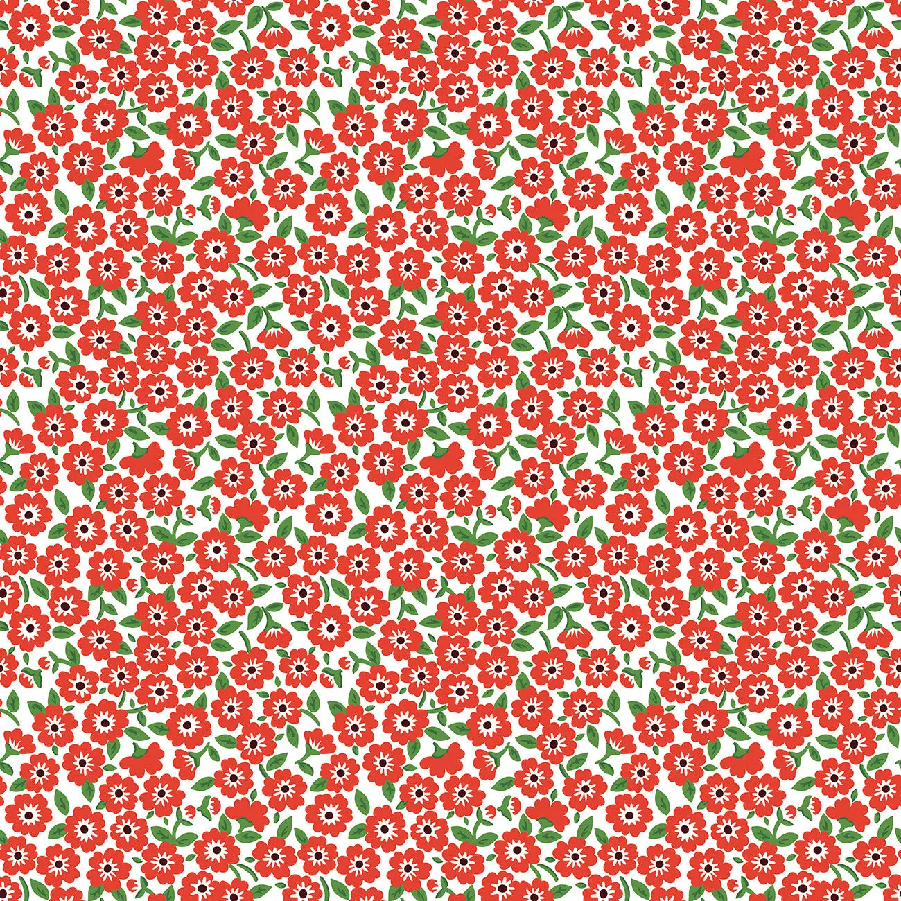 Fabric Poppie Cotton Red Forget Me Nots Flower Market by the Quarter Yard FM25412