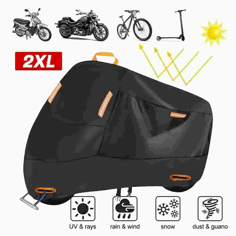 【Back To School Gift】210D Heavy-Duty Motorcycle Cover - All-Weather Waterproof Protection for Scooters & Bikes - Includes Lock Holes & Storage Bag - Durable Outdoor Use for All Seasons