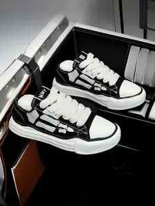 Vintage Casual Patchwork Sneakers, Unisex Low-Top Textile Shoes, All-Season Medium Width Rubber Sole, Trendy Height-Increasing Canvas Boots, Trainer