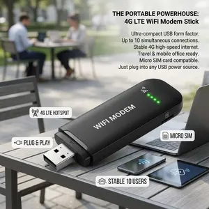 2026 Mother's Day Gift 4G lte portable WiFi router hotspot  4glte  Black Up to 10 Users Stable Easy Connection USB Plug and Play 4G for  Micro SIM Card Phone PC