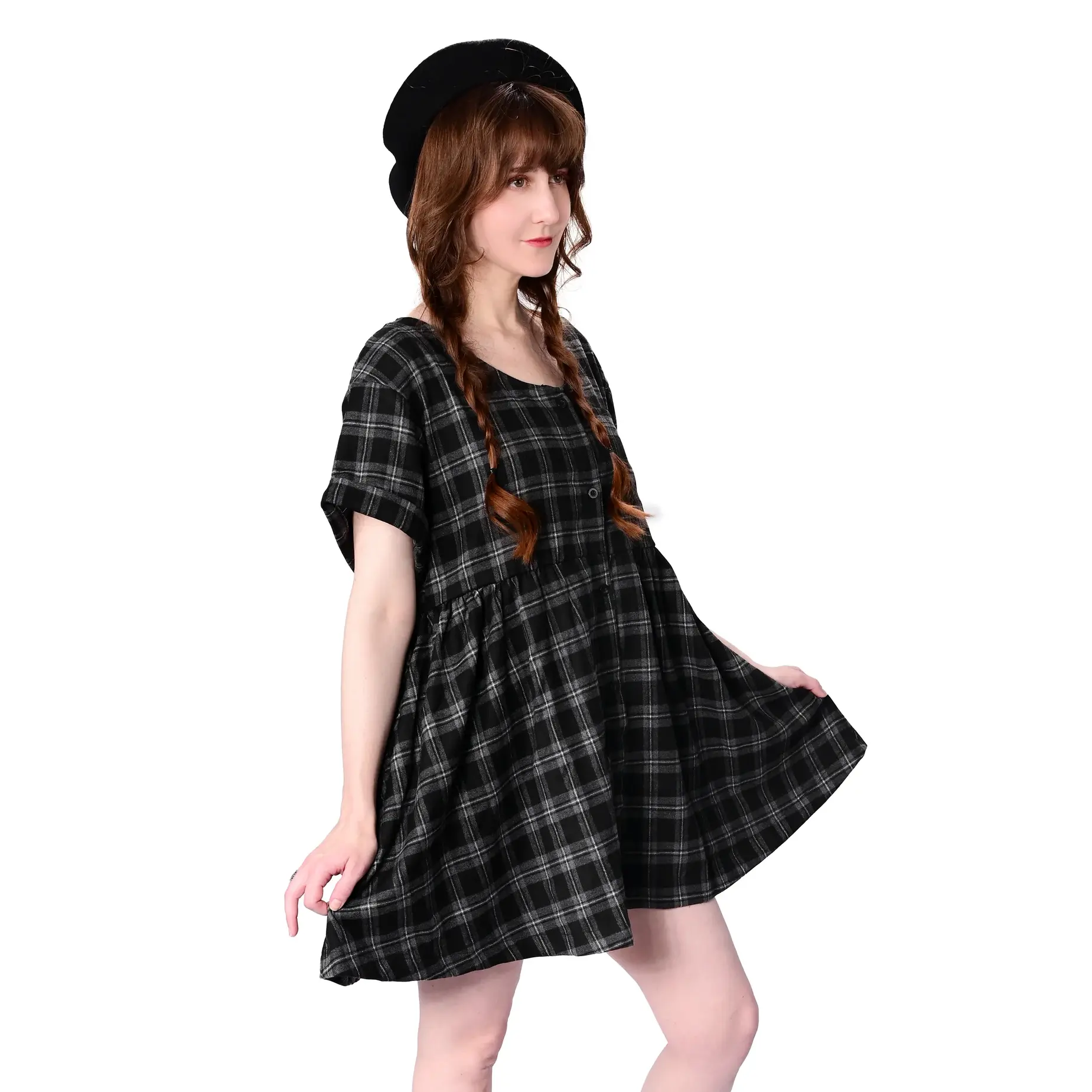 Plaid Babydoll Dress FOXBLOOD - FAN FAVORITE!