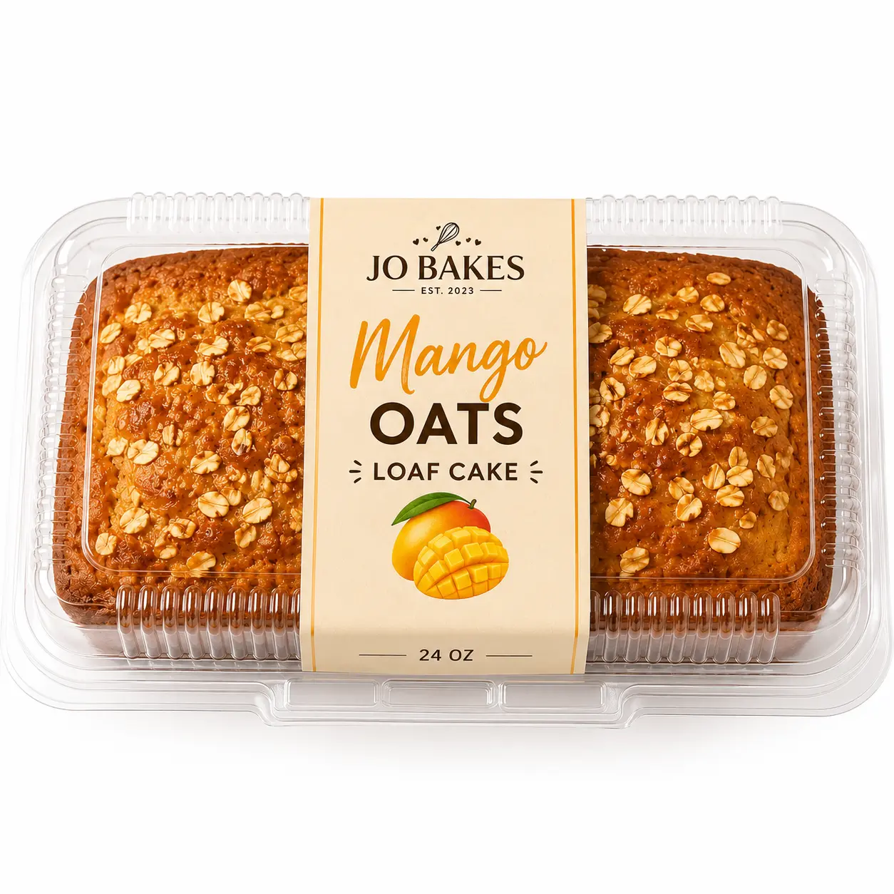 JO BAKES Mango Oat Loaf 24 oz | Soft Mango Bread | Fresh Bakery Loaf Cake | Perfect for Breakfast & Coffee Snack