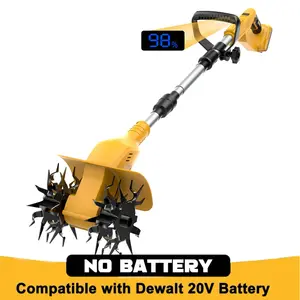 FunnyWhale Cordless Tiller Cultivator Compatible with Dewalt 20V Battery(No Battery) 360RPM Electric Garden Tiller, 9 in Tilling Width & 6.6In Depth, Portable Tiller for Lawn/Gardening/Soil Cultivation