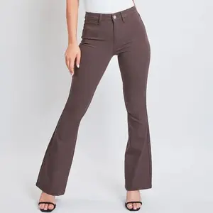 YMI Jr. Hyperstretch Forever Color High Rise Flare Coco Brown - The Total Babe Pant Women's Fit Bottom Fabric Jeans Womenswear Cargo Check Cropped Leg Medium