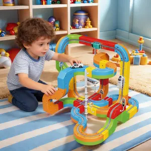 Electric Train Set 123PCS– Toy Train with Tracks for Kids ,Railway train, Magic Rail cube Ideal Railway Playset for Boys and Girls, Flexible Race Track Rail Toys, Building ToyTrain Track Gravity-Defying 3D EmbeddedLayouts & Motorized Car,