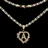 Unisex Personalized Gold Pendant Initial Necklace - 3-Tone Gold-Plated Heart Charm, 20/24-inch Chain, All Initial Options, Jewelry for Women, Romantic Gifts for Girlfriend