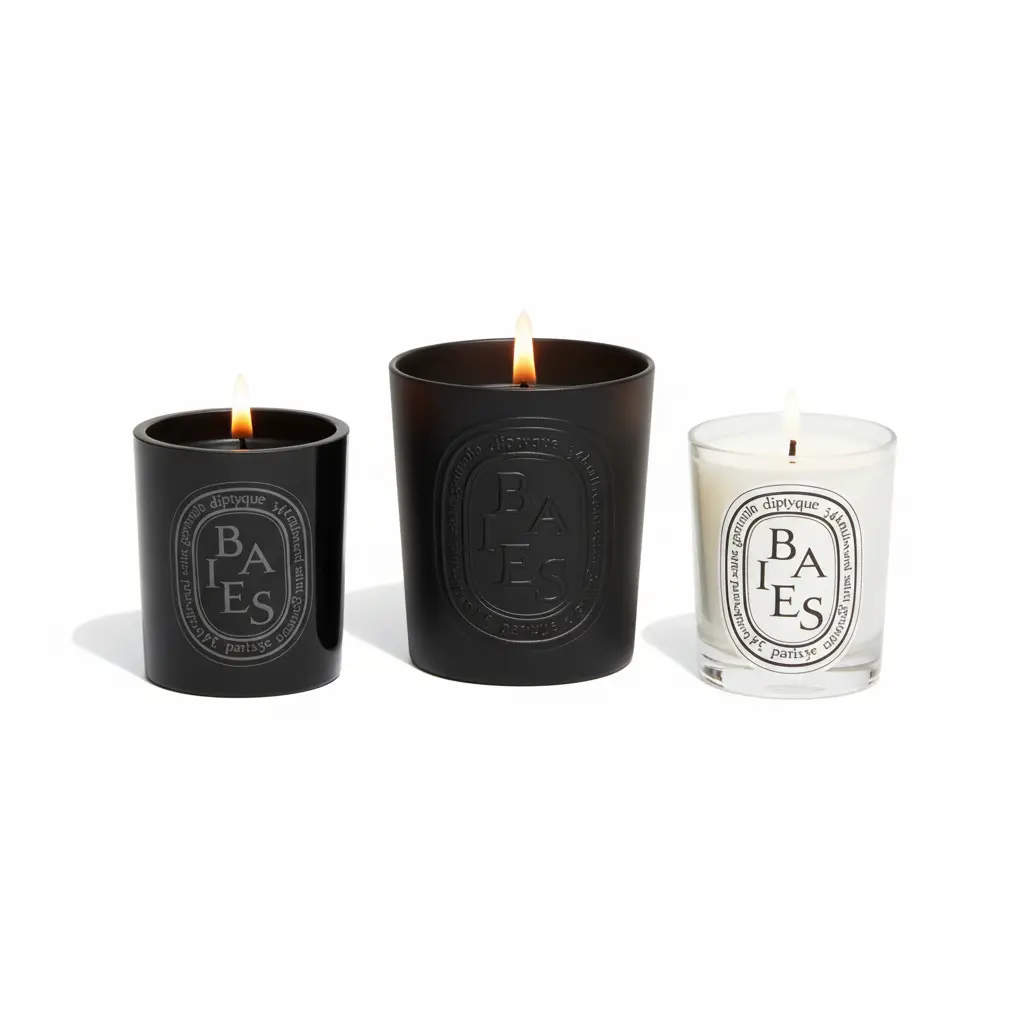 [2-Pack] Diptyque Black Baies Floral Scented Candle, 10.2 oz Luxury Black Glass Jar, Elegant Flower Aroma, 75-Hour Burn Time, Ideal for Decor