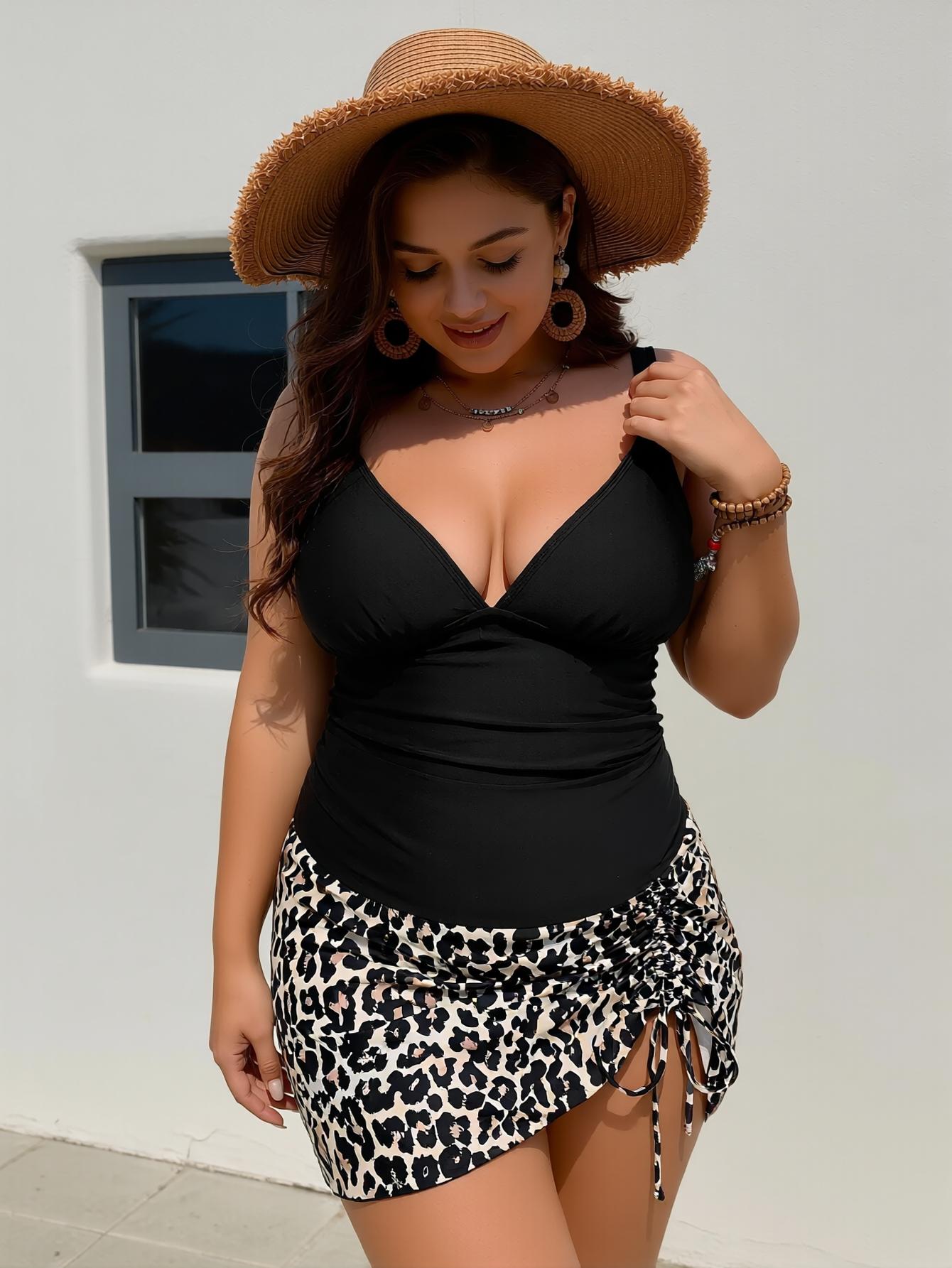 Spring Break 2026 Plus Size Swimsuit 1XL-4XL | Tummy Control Skirted Leopard One Piece No Bulge Curvy Girl Approved  Womenswear
