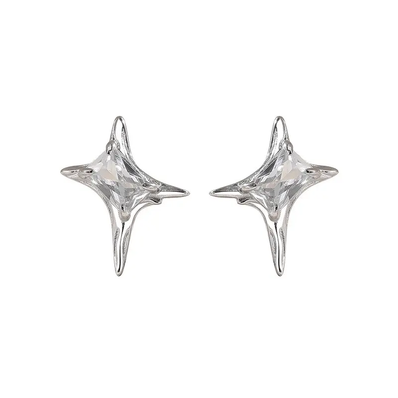 CZ Star Stud Earrings for Men Women Streetwear Style Hip Hop Punk Unisex Earrings
