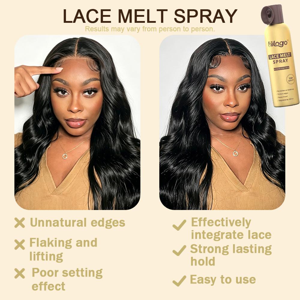 Hilogo Lace Melt Spray for Wig Install | Strong Hold & Natural Hairline Lace Melting Spray for Ashy Lace - Sweat-Proof & Slay-Proof Haircare Spray 6.09 FL OZ 180 ML#SummerWins #DealsforYouDays