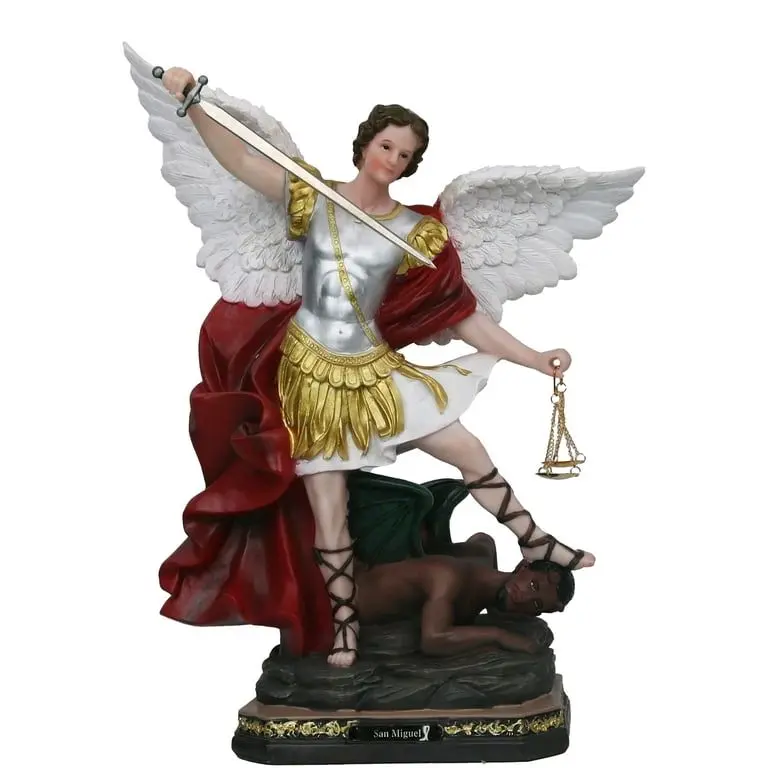 San Miguel Arcangel 17" Inches Tall Alas Blancas St Michael Archangel Estatua Brand New Religious Decor
