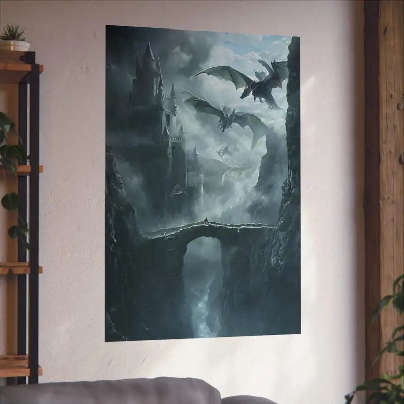 Fourth Wing Artistic 24x36 Graphic Print - Basgiath War College Dragon Rider Bordered Poster, Trendy Print Design Home Decor for Living Spaces, Decoration