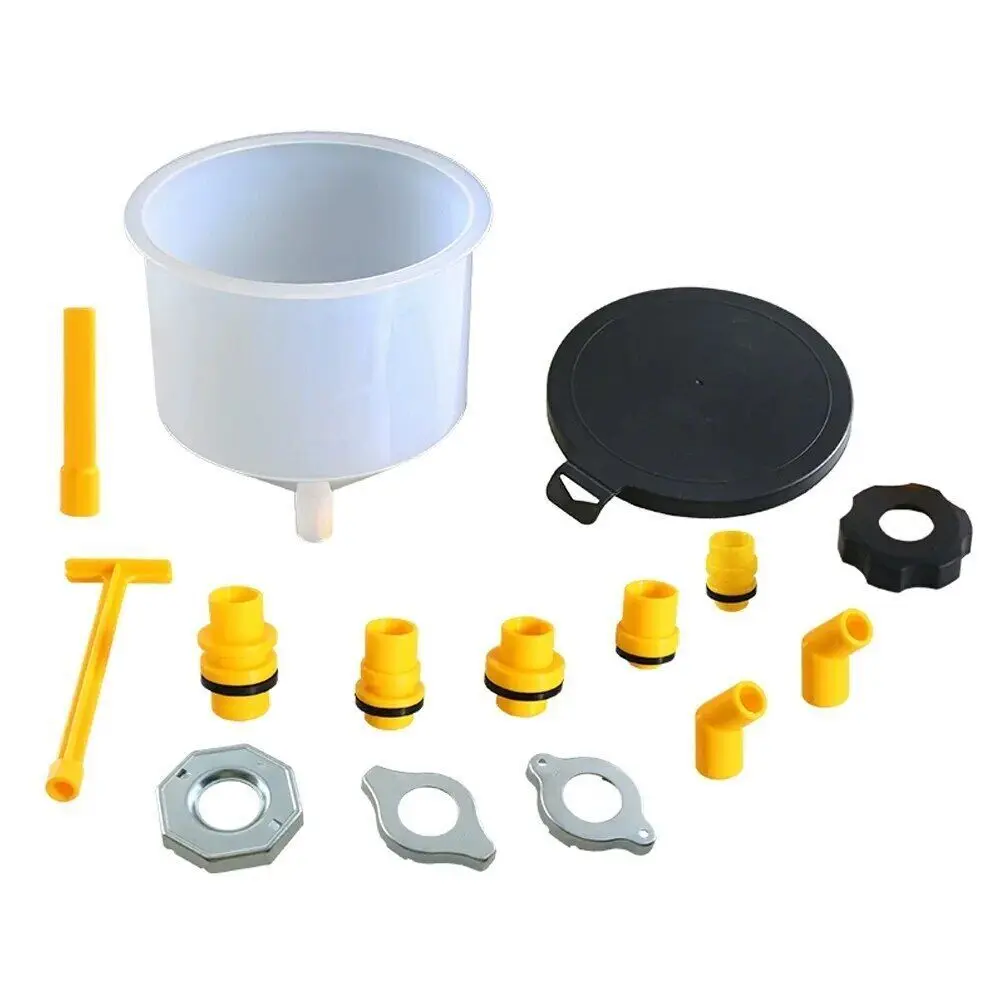 Radiator Coolant Funnel Kit, Spill and Splash Proof Plastic Automotive Tool with Universal Fit Adapters for Car Cooling System Maintenance