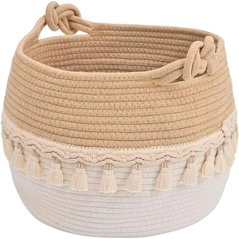 Hamper Extra Large Laundry Basket, Cotton Woven Storage Basket Hamper with Handles, Decorative Blanket Basket for Living Room  Collapsible Large Basket for Clothes  burr baskets for gf  boyfriend basket