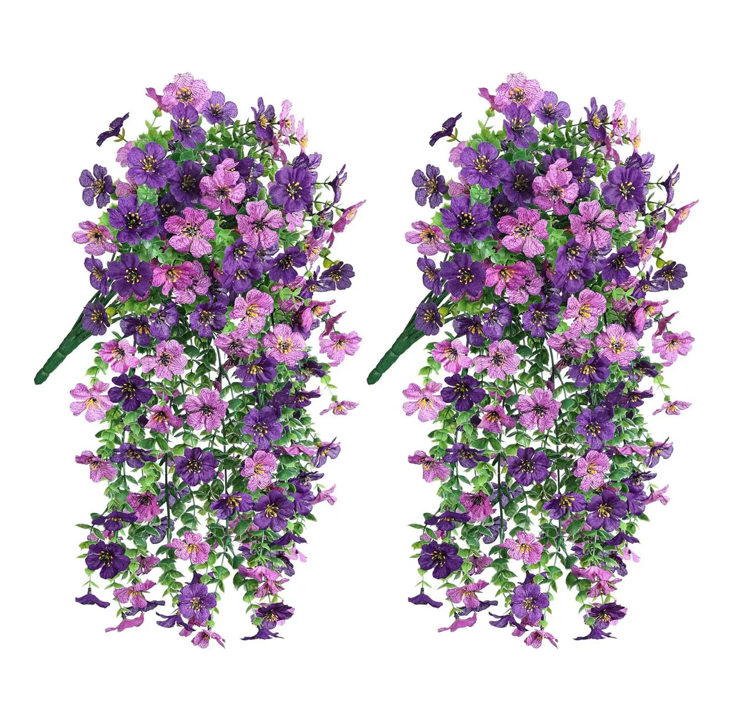 4-Pack Outdoor Artificial Hanging Six Ear Orchid Flowers, Bright Long-Lasting Colors, Indoor & Outdoor Decoration, Perfect for Gardens & Window Sills Summervibes