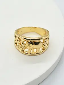 14k Gold Plated Hollow Elephant Ring, Unisex Lucky Charm Band, Birth Year Jewelry, Daily Wear, Gift for Festivals, Elegant Ring