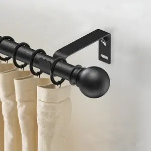 5/8 inch Curtain Rod, Adjustable Diameter Small Curtain Rod Set with Curtain Rod Bracket, Sliding Glass Door, Patio, Bedroom, Kitchen, Adjustable Curtain Rods, Black