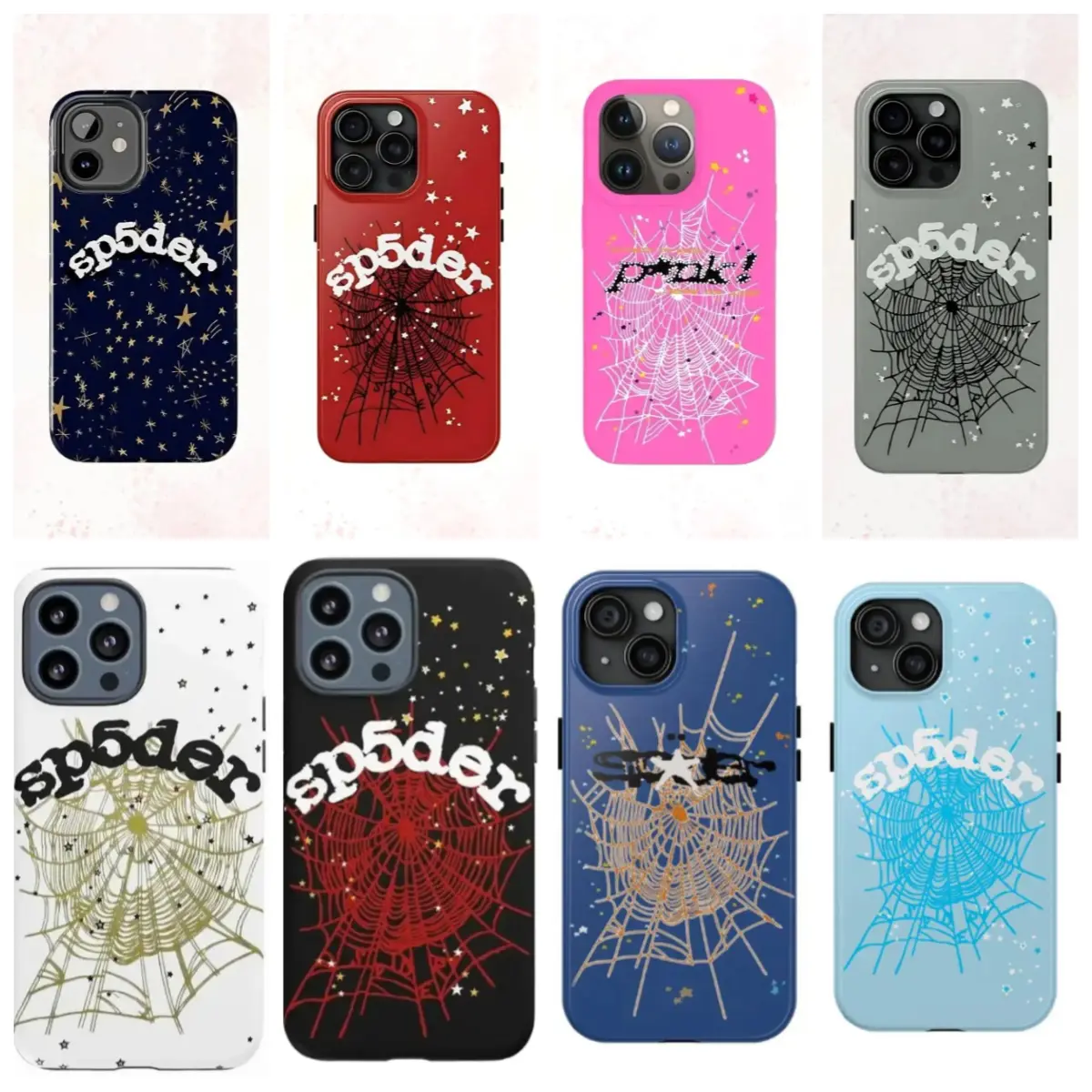 Sp5der Punk Style Smartphone Casing - Double-Layer Hard Shell Protection, Compatible with iPhone 17/16/15/14/13/12 Pro Max/Pro Plus, Handheld Cellphone Accessory, Ideal Gift