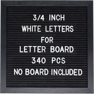 Pre-Cut 3/4 Inch White Letters for Felt Letter Board 340pcs plastic letters including Characters Numbers Symbols & Emoji for Message Board (No Board Included)