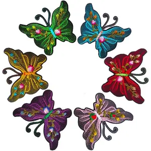 Assorted Colorful Butterfly Patches Sewing on/Iron on Embroidered Patches Girl Patches Clothes Dress Hat Pants Shoes Curtain Sewing DIY Craft Embarrassment Applique Patches (76x92mm)