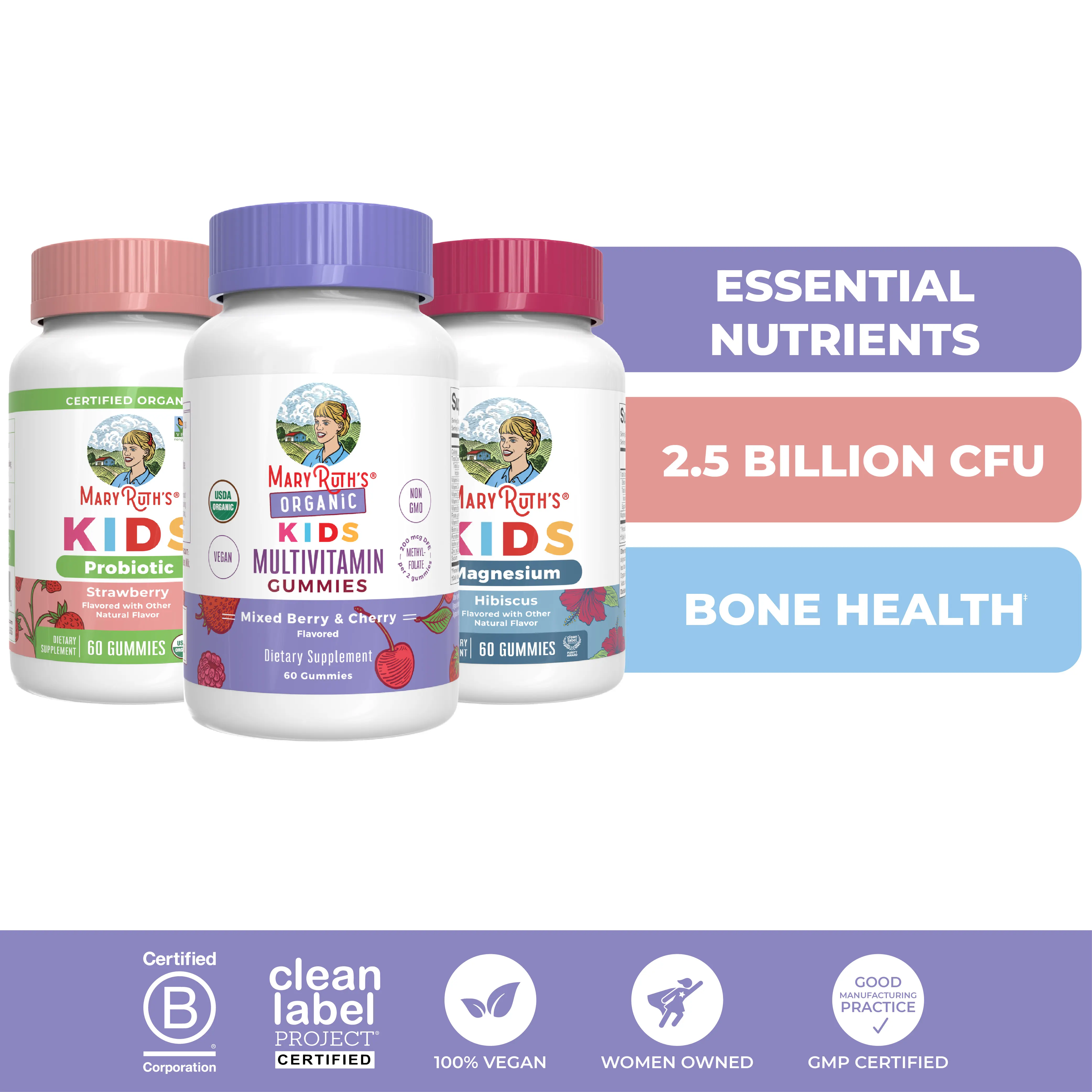 Kids Gummies Triad of Health Bundle - Kids Multivitamin Gummies - Kids Probiotic Gummies - Kids Magnesium Gummies