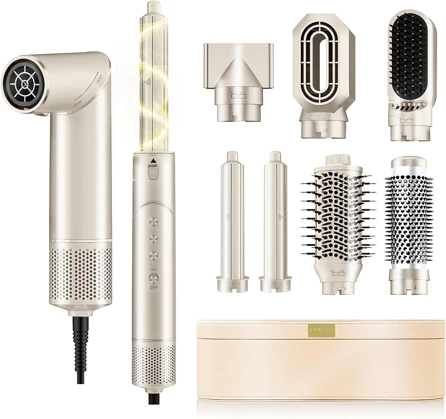 8-in-1 Foldable Blow Dryer Brush – Quick Dry, Curl & Straighten with Ease | All-in-One Hot Air Styler for Effortless, Frizz-Free Hair Blower Set Blowout