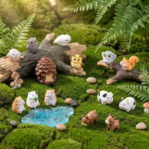 17pcs Miniature Forest Animal Set, Resin Figurines for Eco Bottles and Succulent Planters, Micro Landscape Decor Gift for Craft Lovers
