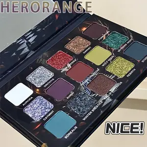 Herorange Dark Series 15 Color Matte Pearl Eyeshadow Palette, High-End Smoky Cosplay Effect, Waterproof Sweatproof, Party Stage Use