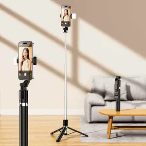 Selfie Stick Top-Selling 1.7m Long Extendable Tripod Stand with Fill Light, 360 Rotation Remote Control, Ideal for Cellphone Photography & Video Recording