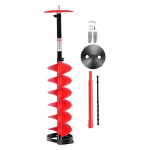 VEVOR Portable Ice Auger Drill Bit Tool, 8in Diameter 41in Length Cordless Nylon Ice Fishing Auger with 13.4in Extension Rod, Drill Adapter, Top Plate and Blade Guard