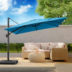10’ x 10’ Patio Cantilever Sun Umbrella – Upgraded Enhanced Version – 360° Rotation & 5 Adjustment Angles – Aluminum Pool Parasol Square Outdoor Sun Umbrella for Courtyard, Garden, Terrace, Pool
