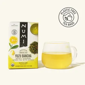 Numi Yuzu Bancha Organic Green Tea with Dried Lemon Peel for Sweet Lemon Smooth Flavor Plastic Free Tea Bags