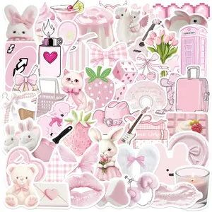 50Pcs Cartoon Pink Gentle Aesthetic Series Stickers, Sticker Decals, Suitable for Faith-based Designs Such As Scrapbooks, Diaries, Laptops, Water Bottles, Cars, Etc., As Gifts with Positive Information
