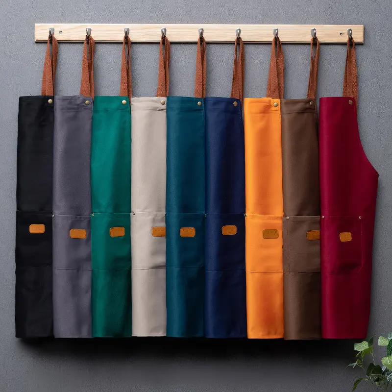 1pc Oil proof apron for men and women's Kitchen cooking aprons, home chef baking clothes with pockets, adult bib waist bag