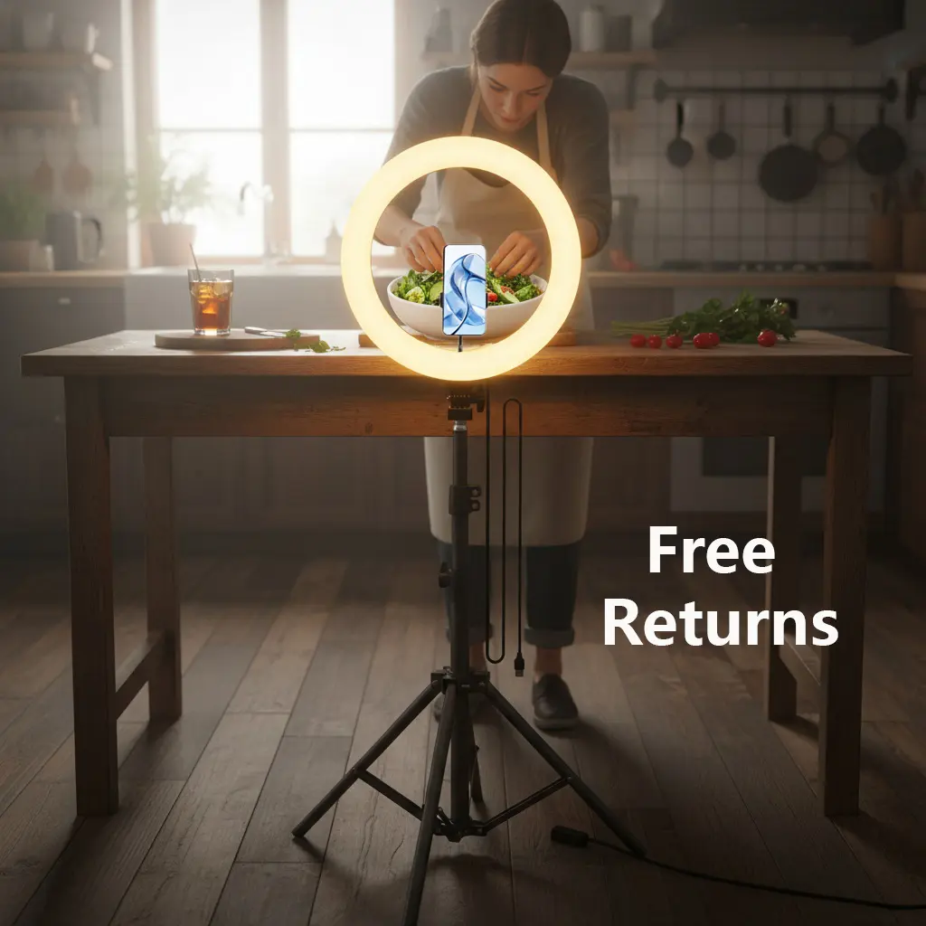 LED Circle Light with 43.3”Extendable Tripod Stand ,Selfie Video Lighting with Phone Holder for Video Recording/Makeup/Content Creator (YouTube/TikTok/Twitch)#light ring rave