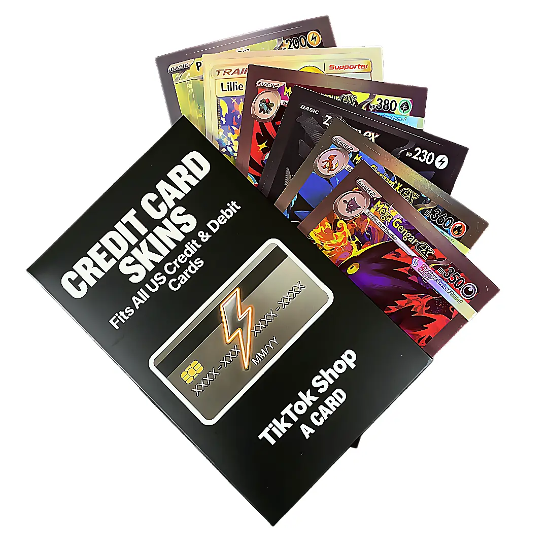 Pocket Monster Style Credit Card Sticker Holographic Card Skin Vinyl Debit Card Cover Chip Compatible Ultra Thin Fits Standard Credit Cards, Card Sticker Cover, Debit Card Skins
