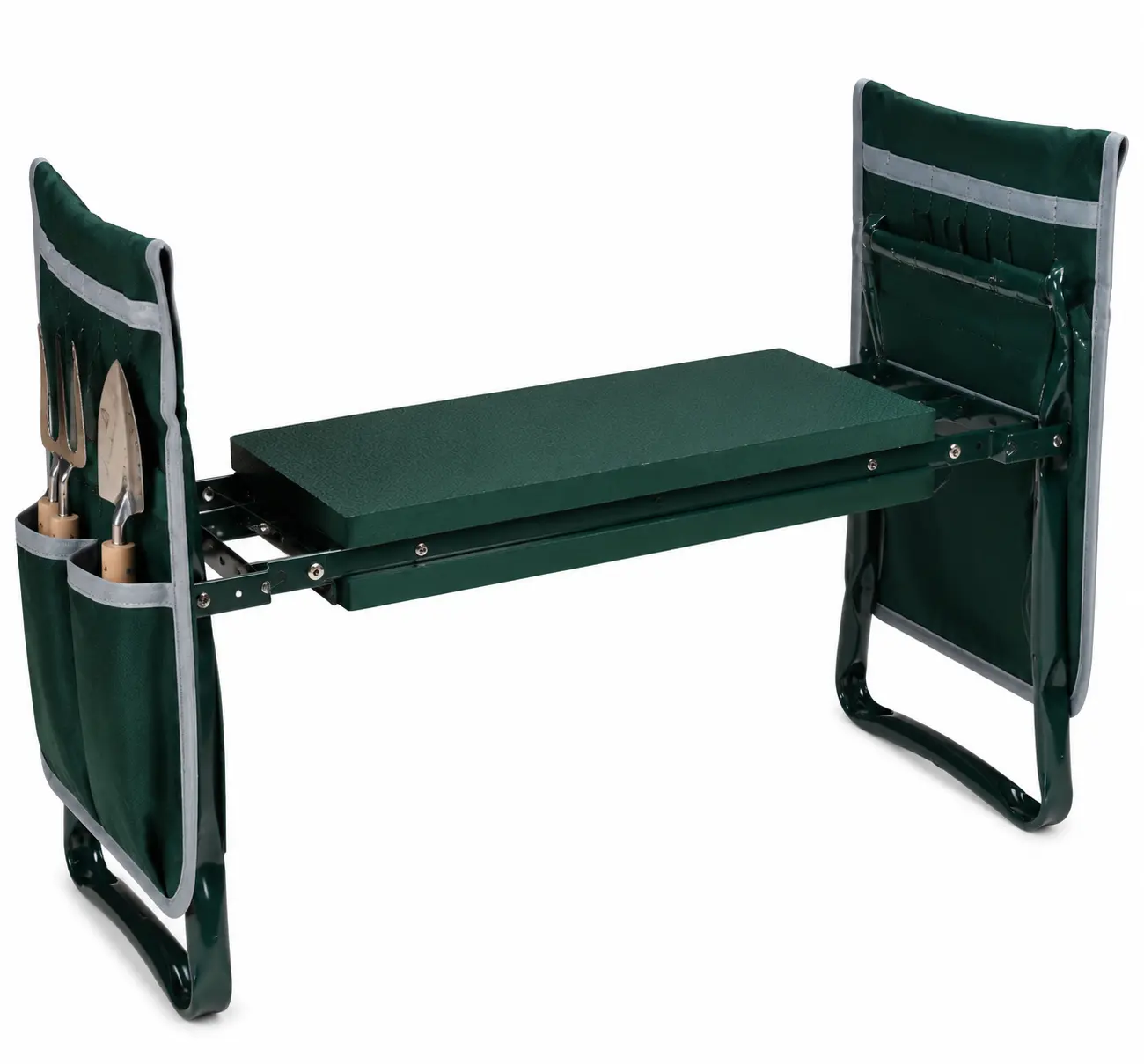 Foldable Outdoor Gardening Kneeler and Seat Stool - Heavy Duty, 400lbs Support, Extendable Legs, Thickened Pad, Tool Holder for Elderly Garden & Outdoor Use