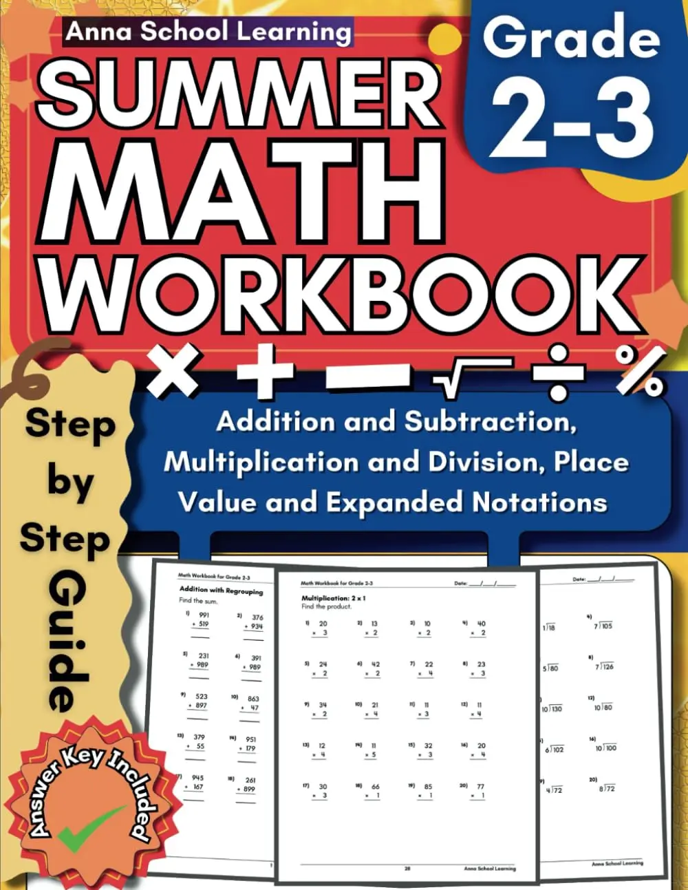 Summer Math Workbook Grade 2-3, With Addition, Subtraction, Multiplication,Division, Place Value, and Geometry Skills: 2nd to 3rd Grade Math PracticeSummer Workbook With Answers