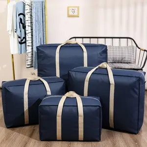 Large Capacity Thick Non-Woven Moving Bag, Extra Large Clothing Storage Bag, Handheld Zipper Packaging Bag, Reusable Portable Moving Tool