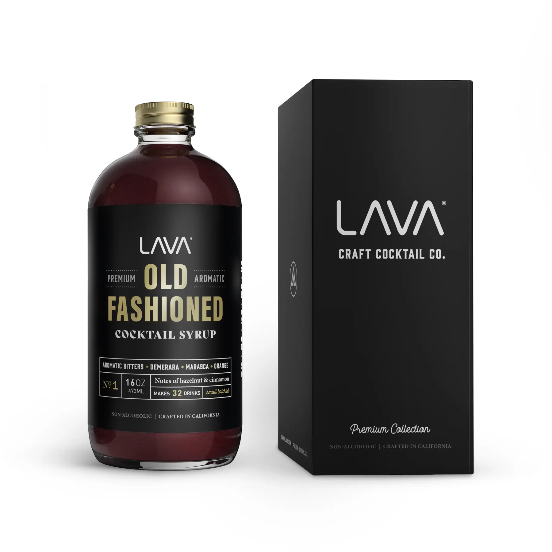 LAVA Premium Aromatic Old Fashioned Mix, Makes 32 Cocktails, Aromatic Bitters, Demerara, Marasca Cherry, Orange Zest, Hazelnut and Cinnamon. 16oz